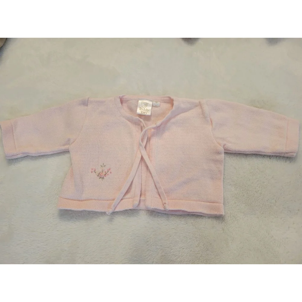 Bundle 2 Vintage Teddy Tots Baby Girl Pink Knit Sets Size 0